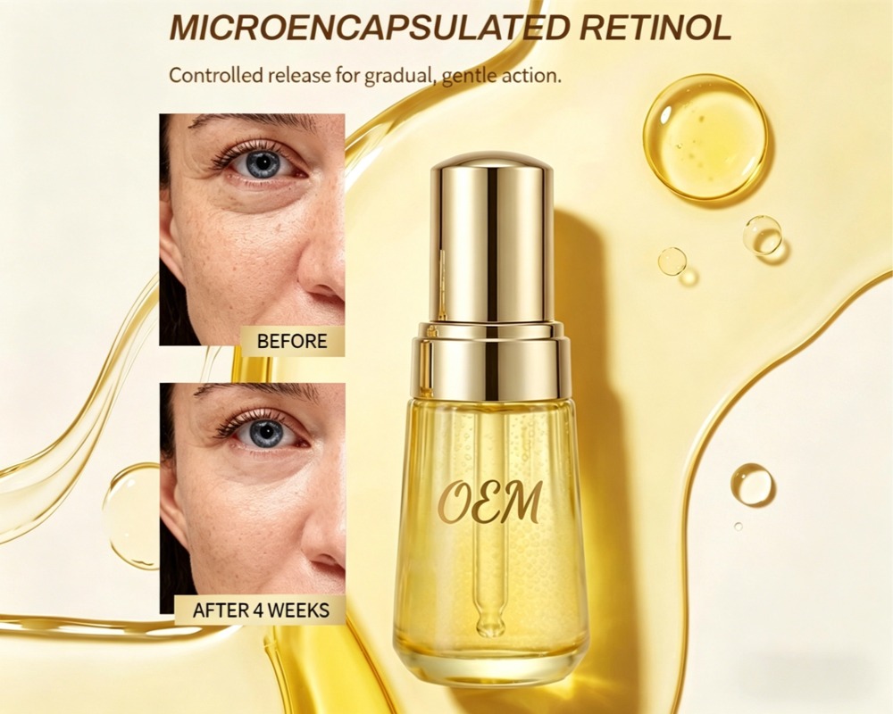 Dropper-applied microcapsule retinol serum